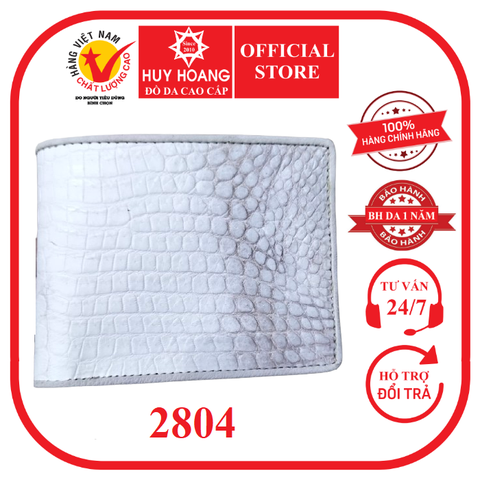 Bóp nam Huy Hoàng da cá sấu da bụng màu bạch tạng HD2804