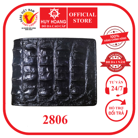 Bóp nam Huy Hoàng da cá sấu gai màu đen HD2806