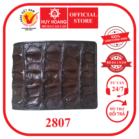Bóp nam Huy Hoàng da cá sấu gai màu nâu đất HD2807