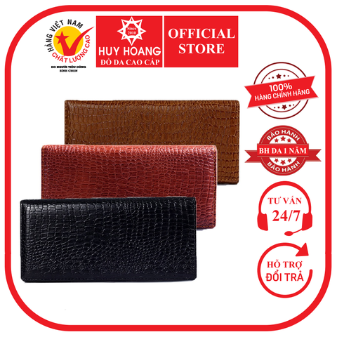 Bóp da nữ vân cá sấu nhỏ 3 gấp màu da, đen, nâu HD3105-06-07