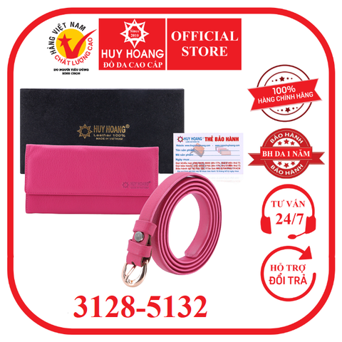 Ví nữ & Thắt lưng nữ da bò màu hồng HD3128-HD5132