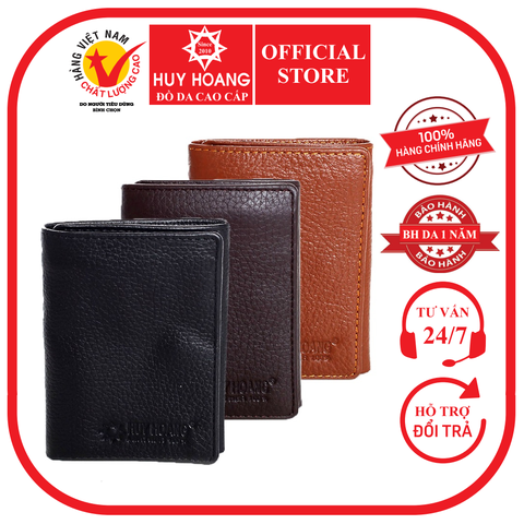 Ví da bò 3 gấp loại nhỏ màu da, đen, nâu HD3136-37-38