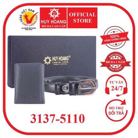 Ví & Thắt lưng nữ da bò màu đen HD3137-HD5110