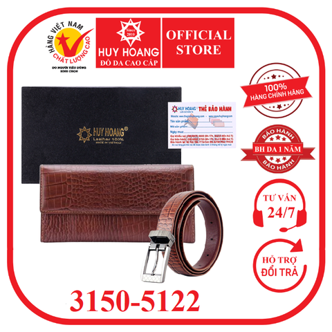 Ví nữ & Thắt lưng nữ da bò màu nâu HD3150-HD5122