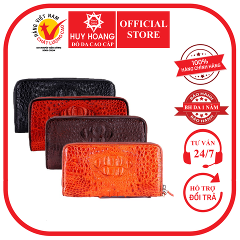 Bóp da cá sấu 1 khóa nguyên con đen, nâu đỏ, vàng bò, nâu đất HD3245-46-47-48