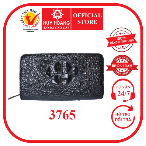 Ví nữ da cá sấu 1 khóa gù ngăn thụt cầm tay màu đen HD3765