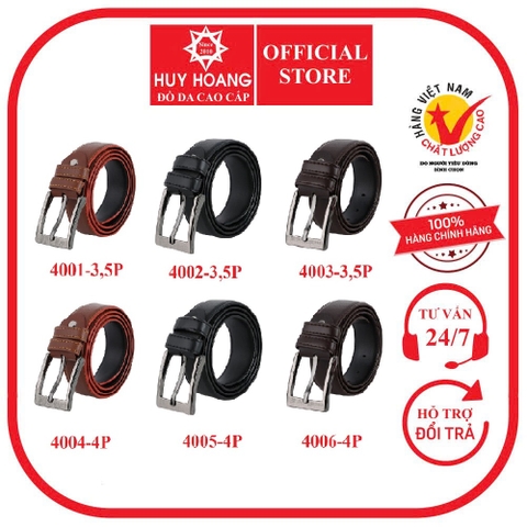 Dây nịt nam may viền màu bò, đen, nâu HD4001-02-03-04-05-06