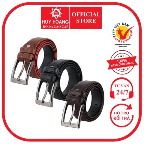 Dây nịt nam 4 phân may viền da, đen, nâu HD4001-02-03