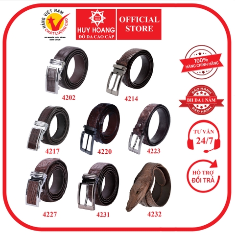 Dây nịt nam da cá sấu nhiều loại màu nâu đất HD4202-14-17-20-23-27-31-32