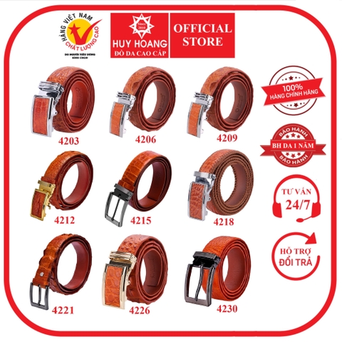 Dây nịt nam da cá sấu nhiều loại màu vàng bò HD4203-06-09-12-15-18-21-26-30