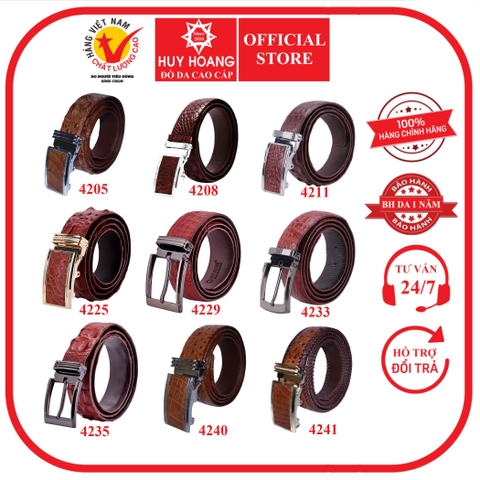 Dây nịt nam da cá sấu nhiều loại màu nâu đỏ HD4205-08-11-25-29-33-35-40-41