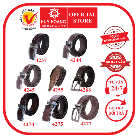 Dây nịt nam da cá sấu nhiều loại màu nâu đất HD4237-44-45-55-66-70-75-77