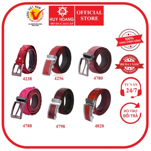 Dây nịt nam da cá sấu cao cấp nhiều loại màu đỏ, hồng HD4238-56-4780-88-98-4828