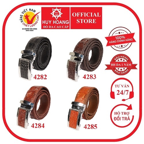 Dây nịt nam da cá sấu đan viền 3,5P gai màu đen, nâu đất, nâu đỏ, vàng bò HD4282-83-84-85