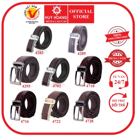Dây nịt nam da cá sấu nhiều loại màu nâu đất HD4283-89-95-4702-10-16-22-28