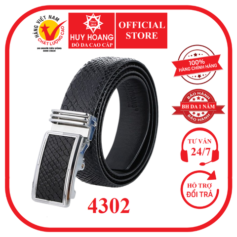 Dây nịt nam da trăn Huy Hoàng 3,5P màu đen HD4302