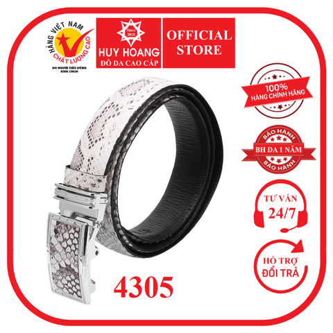 Dây nịt nam da trăn Huy Hoàng 3,5P màu trắng HD4305