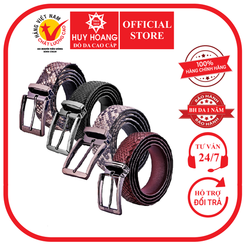 Dây nịt nam da trăn 3,5P đầu kim màu da nguyên thủy, đen, trắng, nâu HD4306-07-10-45