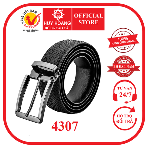 Dây nịt nam da trăn 3,5P đầu kim màu đen HD4307