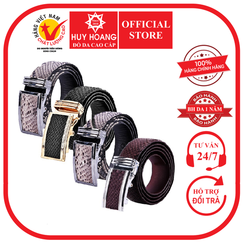 Dây nịt nam da trăn Huy Hoàng 4P màu da nguyên thủy, đen, trắng, nâu HD4311-12-15-44