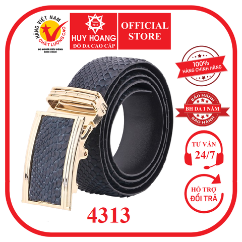 Dây nịt nam da trăn Huy Hoàng bản lớn màu xanh đậm HD4313