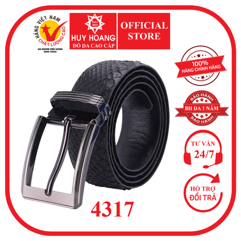 Dây nịt nam da trăn 4P đầu kim màu đen HD4317