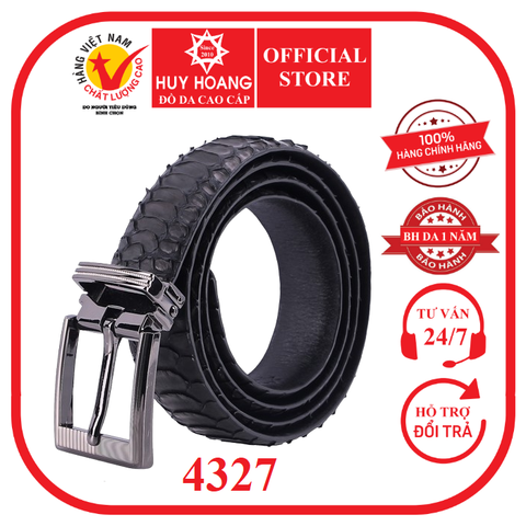 Dây nịt nam da trăn Vip 3,5P đầu kim màu đen HD4327