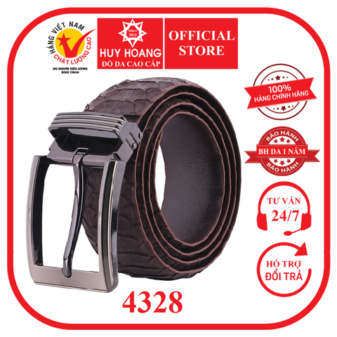 Dây nịt nam da trăn Vip 3,5P đầu kim màu nâu HD4328