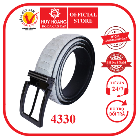 Dây nịt nam da trăn Vip 3,5P đầu kim màu trắng HD4330