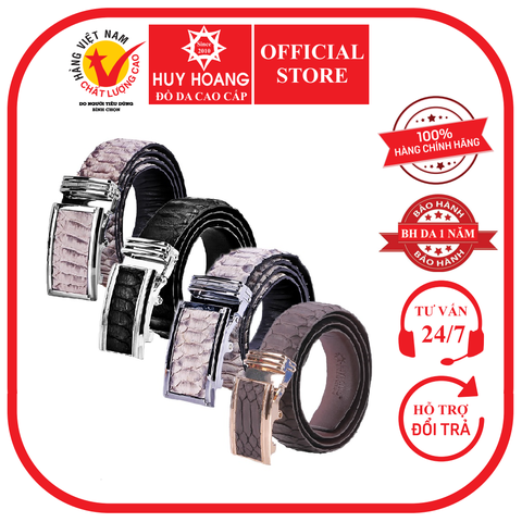 Dây nịt nam da trăn Vip 4P màu da nguyên thủy, đen, trắng, nâu HD4331-32-35-42