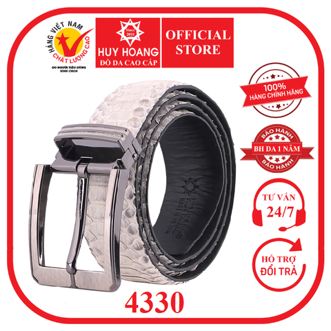 Dây nịt nam da trăn Vip 4P đầu kim màu trắng HD4340