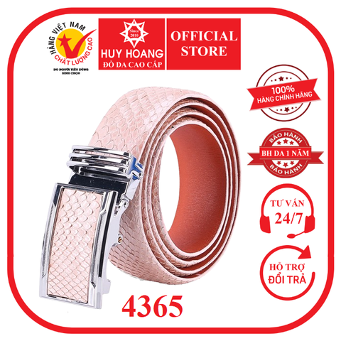 Dây nịt nam da trăn Huy Hoàng 4P màu hồng phấn HD4365