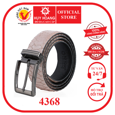 Dây nịt nam da trăn Vip 3,5P đầu kim màu hồng phấn HD4368