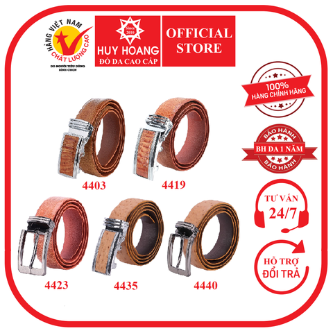 Dây nịt nam da đà điểu nhiều loại màu vàng bò HD4403-19-23-35-40