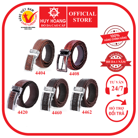 Dây nịt nam da đà điểu nhiều loại màu nâu HD4404-08-20-60-62