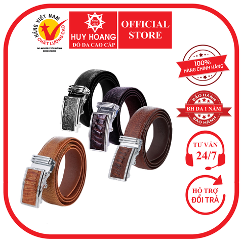 Dây nịt nam da đà điểu trơn 3,5P màu đen, nâu đất, vàng bò, nâu đỏ HD4409-10-11-12