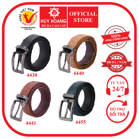 Dây nịt nam da đà điểu da hột 4P đầu kim nhiều màu HD4438-40-41-55