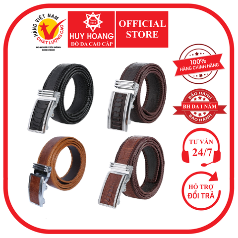 Dây nịt nam da đà điểu đan viền 3,5P màu đen, nâu đất, vàng bò, nâu đỏ HD4456-60-64-68