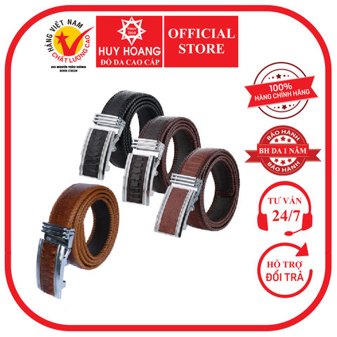 Dây nịt nam da đà điểu đan viền 4P màu đen, nâu đất, vàng bò, nâu đỏ HD4458-62-66-70