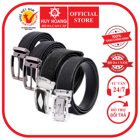 Dây nịt nam da cá đuối nhiều loại màu đen HD4501-02-03-04