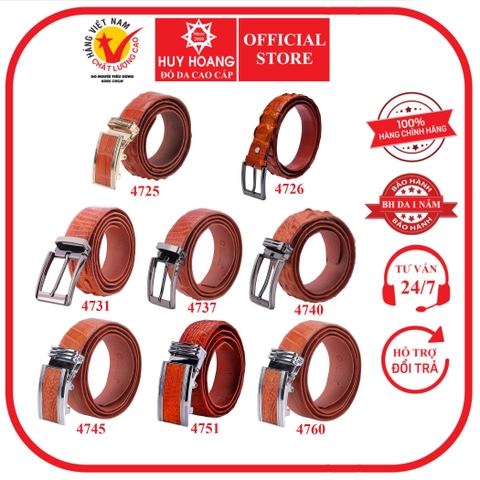 Dây nịt nam da cá sấu nhiều loại màu vàng bò HD4725-26-31-37-40-45-51-60
