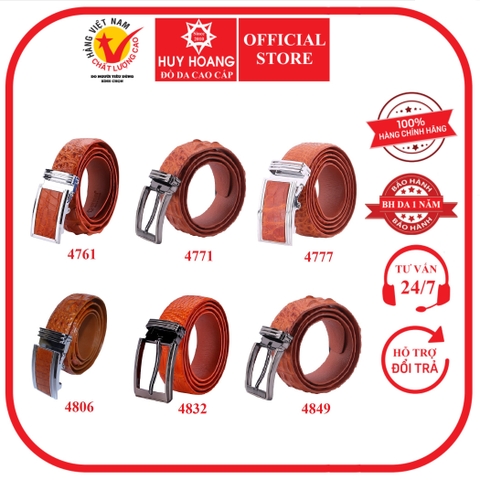 Dây nịt nam da cá sấu cao cấp nhiều loại màu vàng bò HD4761-71-77-4806-32-49