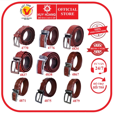 Dây nịt nam da cá sấu nhiều loại màu nâu đỏ HD4770-76-4834-37-38-45-67-71-75-79