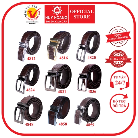 Dây nịt nam da cá sấu nhiều loại màu nâu đất HD4812-16-20-24-31-36-48-58-59