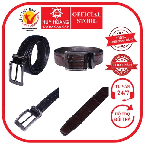 Dây nịt nam da cá sấu viền da 3,5P đầu kim màu đen, nâu đất HD4819-20