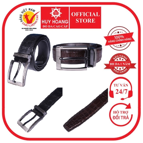 Dây nịt nam da cá sấu viền da 4P đầu kim đầu kim màu đen, nâu đất HD4823-24
