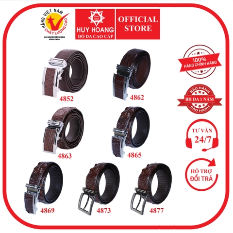 Dây nịt nam da cá sấu nhiều loại màu vàng bò HD4851-53-66-70-74-78