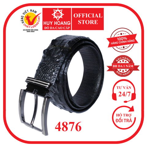 Dây nịt nam da cá sấu gai vip 4P đầu kim màu đen HD4876