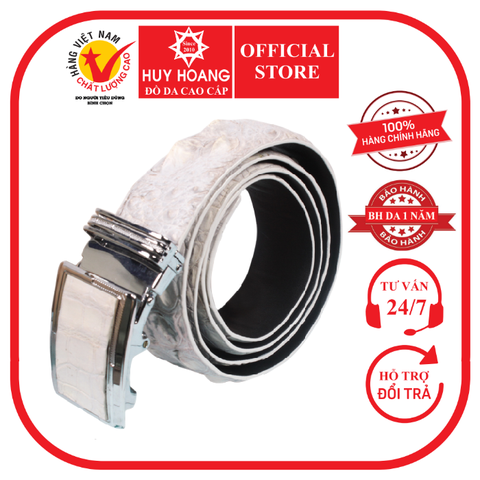 Dây nịt nam da cá sấu Huy Hoàng nguyên con 3,5P màu bạch tạng HD4880