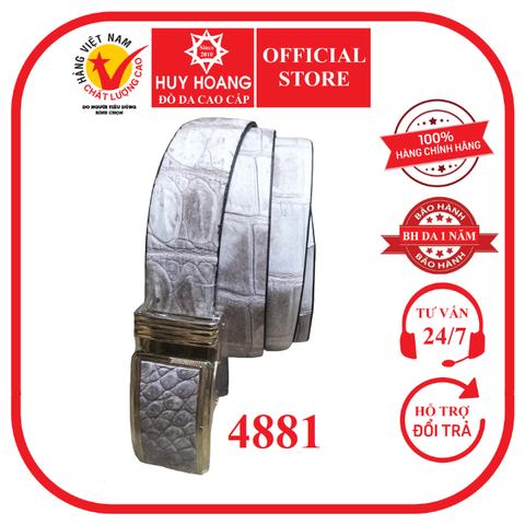 Dây nịt nam da cá sấu Huy Hoàng bụng 3,5P màu bạch tạng HD4881